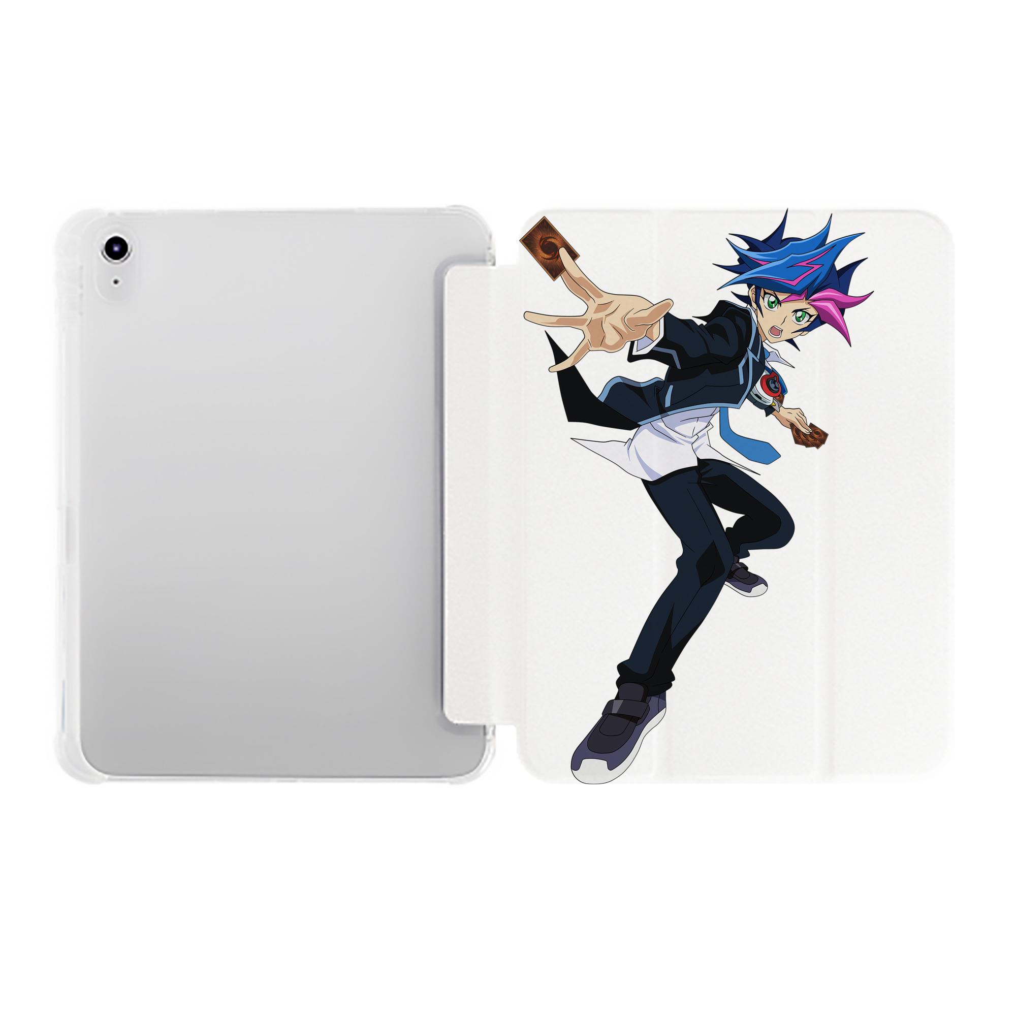 （画像用） 遊☆戯☆王 Yu-Gi-Oh! IPad ケース ペン収納付き 三つ折りスタンド PUレザー×シリコン 対応機種9.5/10.5/10.9インチ